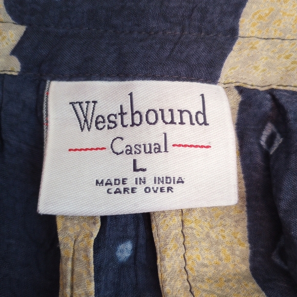 Westbound blue and cream crinkle maxi skirt. Large - Picture 4 of 4